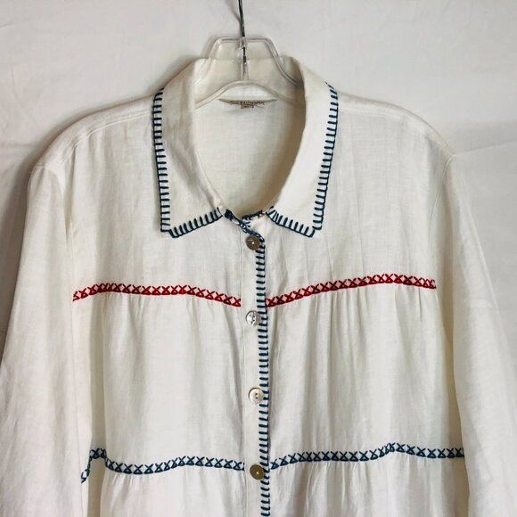 John Mark Women's Size XL White 100% Linen Button Up Top Tunic - Picture 2 of 5